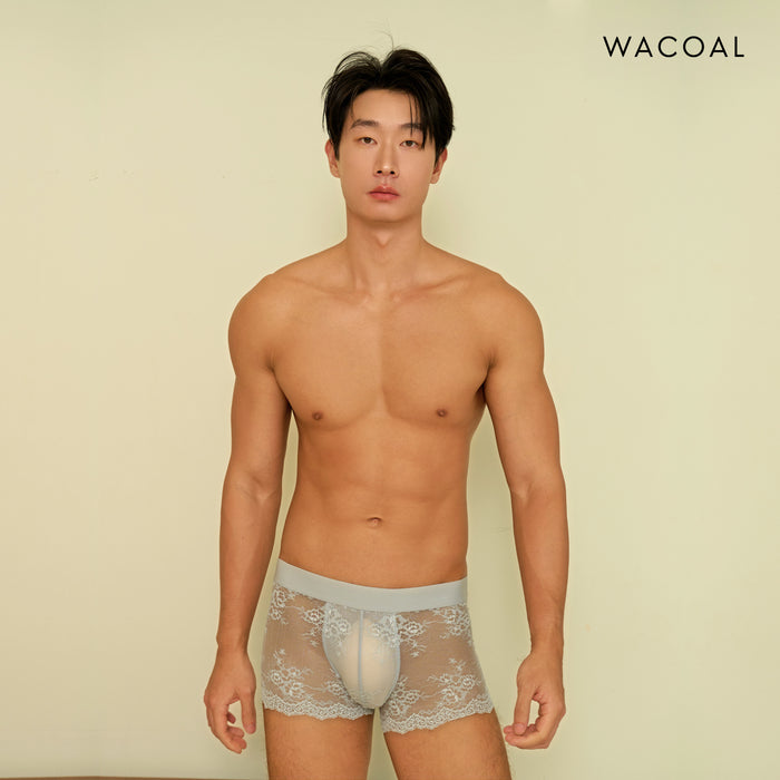 Wacoal กางเกงในผู้ชาย ผ้าลูกไม้ LUXURY FLORAL LACE BOXER รุ่น WXU403 สีเทา (LI)