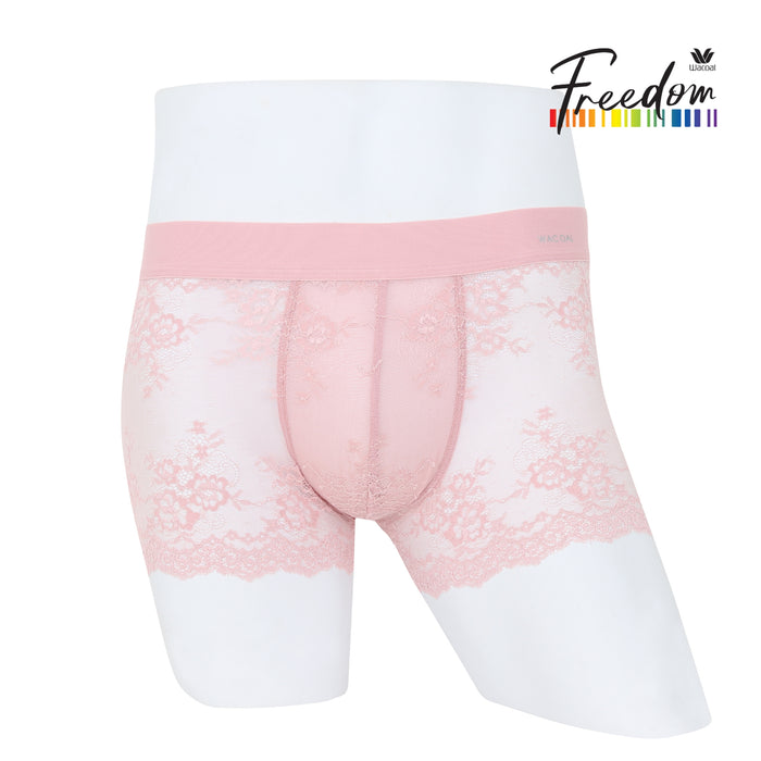 Wacoal กางเกงในผู้ชาย ผ้าลูกไม้ LUXURY FLORAL LACE BOXER รุ่น WXU403 สีชมพู (WR)