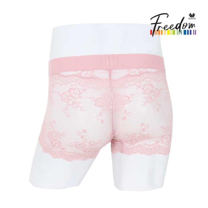 Wacoal กางเกงในผู้ชาย ผ้าลูกไม้ LUXURY FLORAL LACE BOXER รุ่น WXU403 สีชมพู (WR)