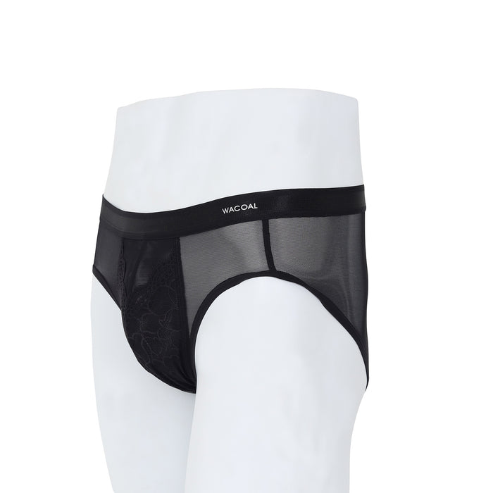 Wacoal กางเกงในผู้ชาย Bikini See-Through Lace แต่งลูกไม้ รุ่น WXU301 สีดำ (BL)