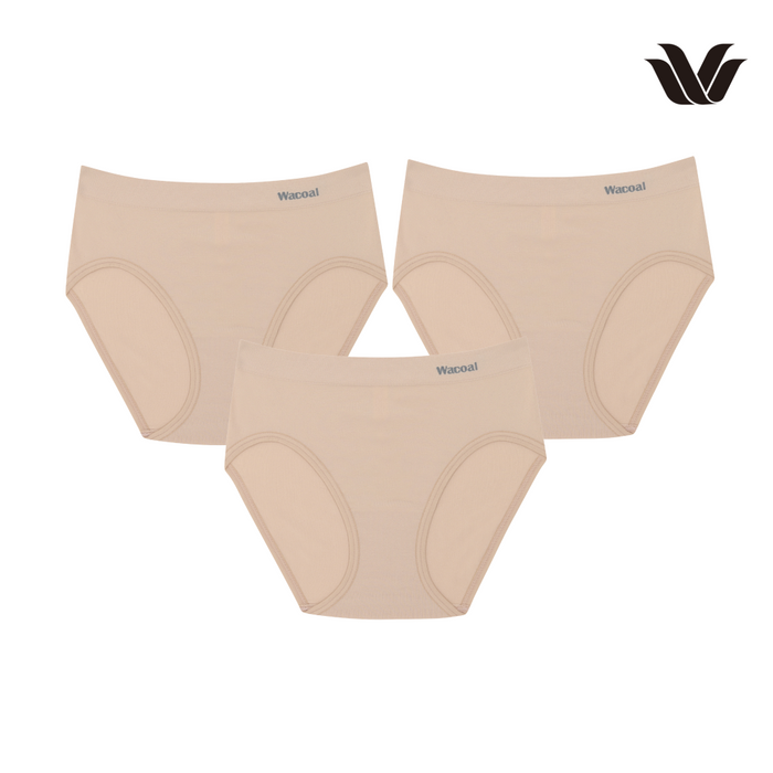 Wacoal Body Seamless Panty กางเกงในรุ่น WU3C23/WU8323 (แพค 3 ชิ้น) สีเบจ (BC)