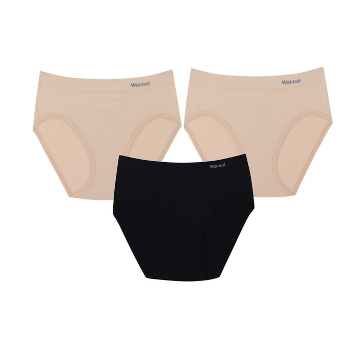 Wacoal Body Seamless Panty กางเกงในรุ่น WU3C23/WU8323 (แพค 3 ชิ้น) คละสี (BE)