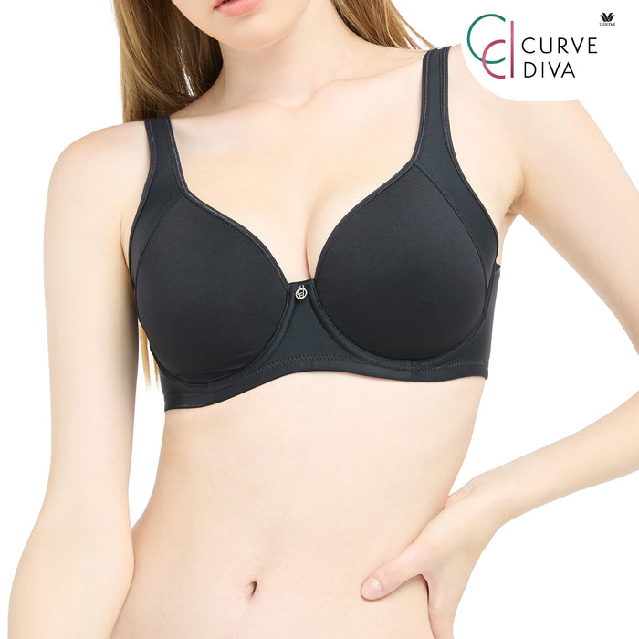 Wacoal Curve Diva บรามีโครงเก็บกระชับอกสวย สาวคัพใหญ่ รุ่น WB7989 สีดำ (BL)