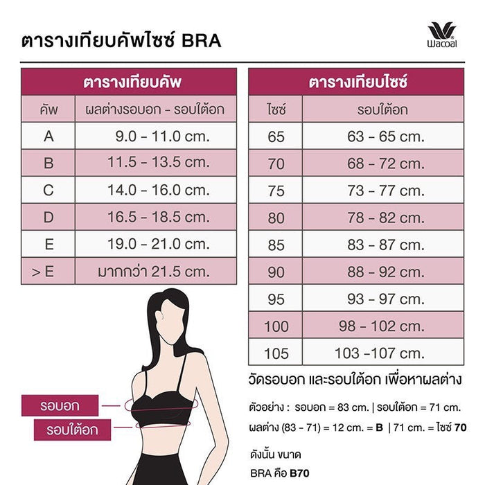 Wacoal Curve Diva บรามีโครงเก็บกระชับ สาวพลัสไซซ์ รุ่น WB7999-WQ1870 สีแดงเชอร์รี่ (CH)