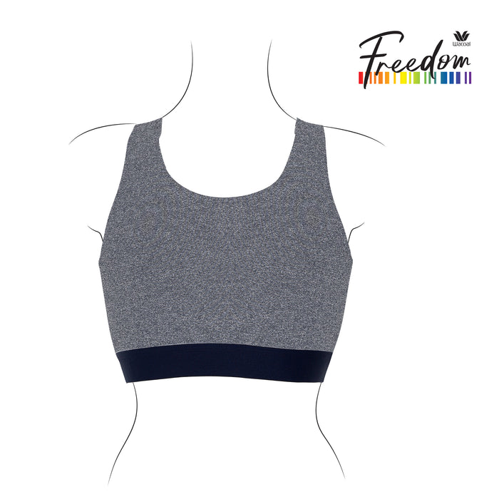 Wacoal FREEDOM เสื้อกล้ามกระชับอก แบบครึ่งตัว รุ่น WXT301 สีเทาออกน้ำเงิน (NG)