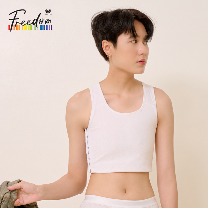 Wacoal FREEDOM เสื้อกล้ามกระชับอกแบบครึ่งตัวตะขอด้านข้างรุ่น WXT101 สีขาว (WH)