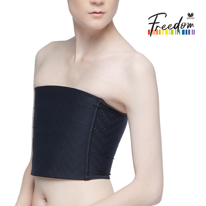 Wacoal FREEDOM ผ้าแถบกระชับอกแบบครึ่งตัวตะขอด้านข้างรุ่น WXT102 สีดำ (BL)