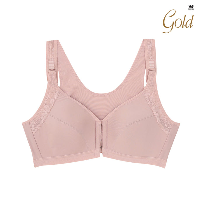 Wacoal Gold บราเพื่อสุขภาพ ตะขอหน้า แบบไร้โครง รุ่น WO1548 สีชมพู (WR)