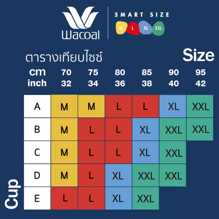 Wacoal Smart Size บราเกาะอก เกาะอยู่ไม่เลื่อนหลุด ที่สุดของความเกาะอยู่ The Best of Wacoal รุ่น WB5P88 สีดำ (BL)