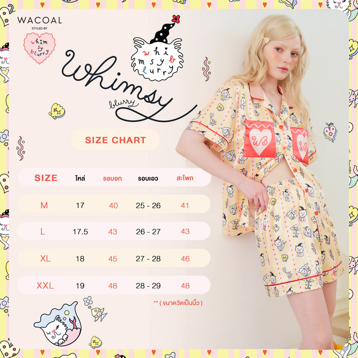 Wacoal Styled by Whimsy Blurry ชุดนอนกันโป๊แขนสั้น ขาสั้น รุ่น WN7D64 สีเหลือง (YE)