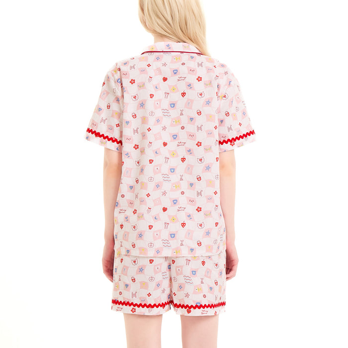 Wacoal Styled by Whimsy Blurry ชุดนอนกันโป๊แขนสั้น ขาสั้น รุ่น WN9D14 สีชมพูอมส้ม (OR)