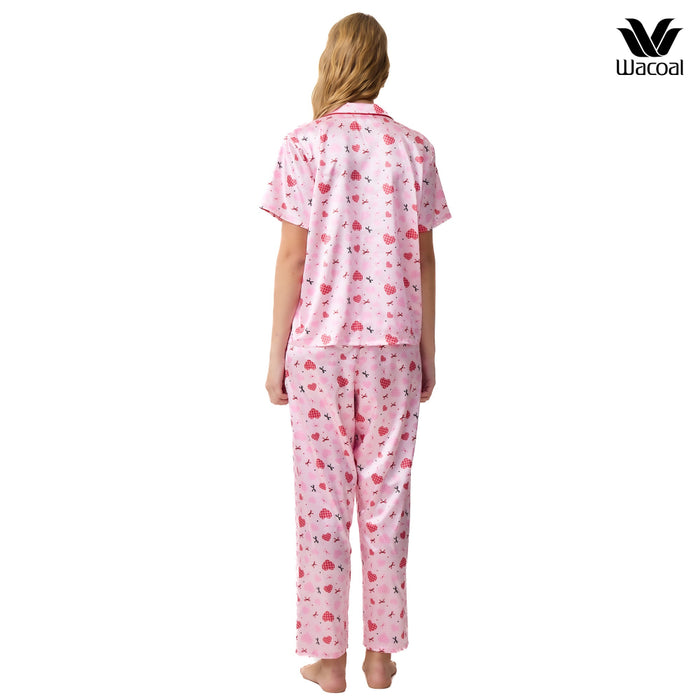 Wacoal Sweetheart Collection  ชุดนอนกันโป๊ แขนสั้น ขายาว รุ่น WN7V30 สีชมพู (PI)