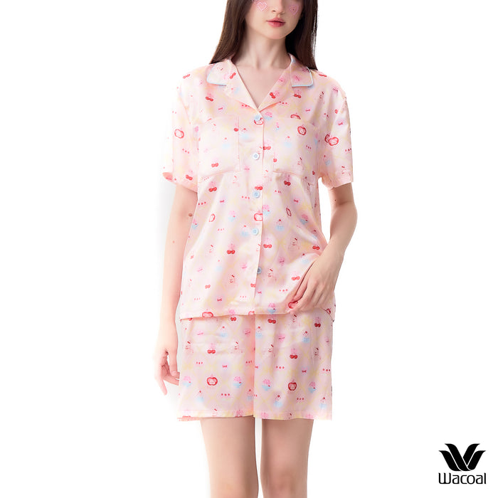 Wacoal Sweetheart Collection ชุดนอนกันโป๊ แขนสั้น ขายาว รุ่น WN7V33 สีชมพู (PI)