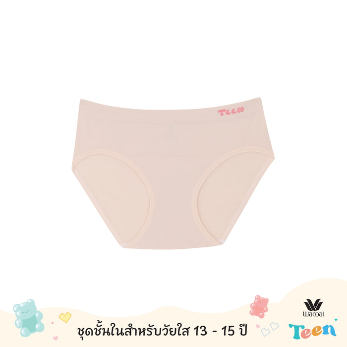 Wacoal Teen ชุดชั้นในสำหรับวัยใส บราไร้โครง รุ่น WBT129 เข้าคู่ กางเกงในสำหรับวัยใส รุ่น MUT128 สีเบจ (BE)