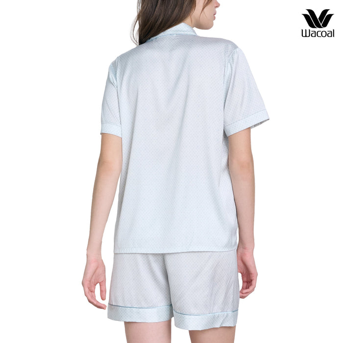 Wacoal Urban comfort ชุดนอนผ้าซาติน แขนสั้น ขาสั้น รุ่น WN7V27 สีฟ้า (ME)