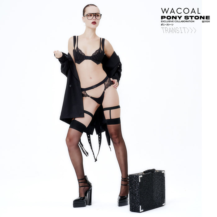 Wacoal x Pony Stone บราไร้โครงตะขอหน้า ไม่เสริมฟองน้ำ รุ่น WB5X66 สีดำ(BL)