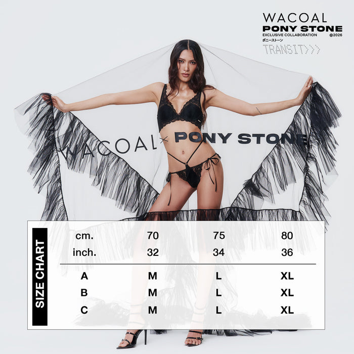 Wacoal x Pony Stone บราไร้โครงตะขอหน้า ไม่เสริมฟองน้ำ รุ่น WB5X66 สีดำ(BL)
