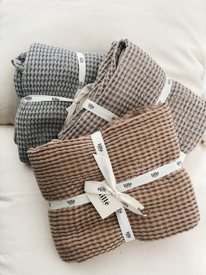 WAFFLE BLANKET 120x120 - beige