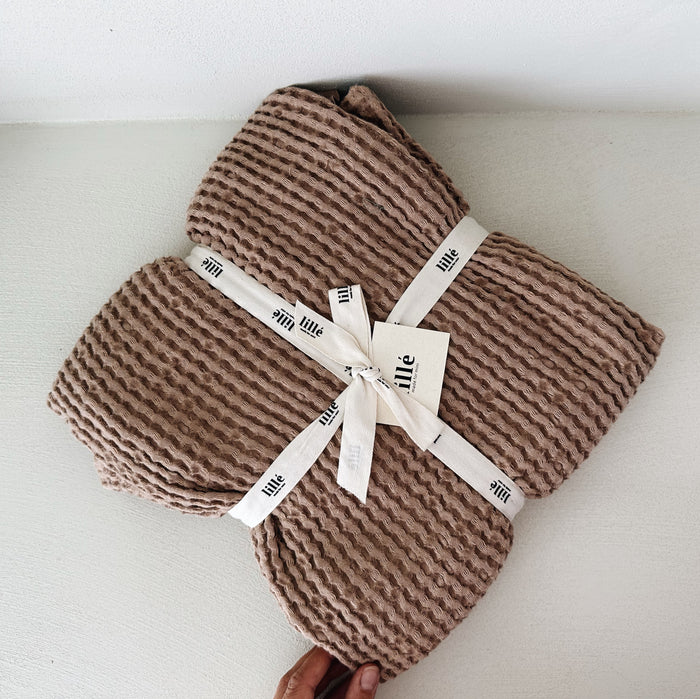 WAFFLE BLANKET 120x120 - cappuccino