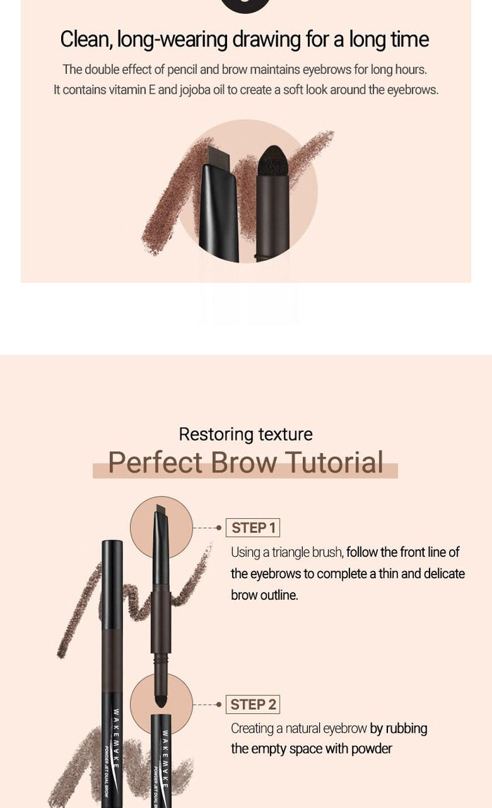[WAKEMAKE] Powder Jet Dual Brow 0.75g - #09 Gray Brown-Luxiface.com