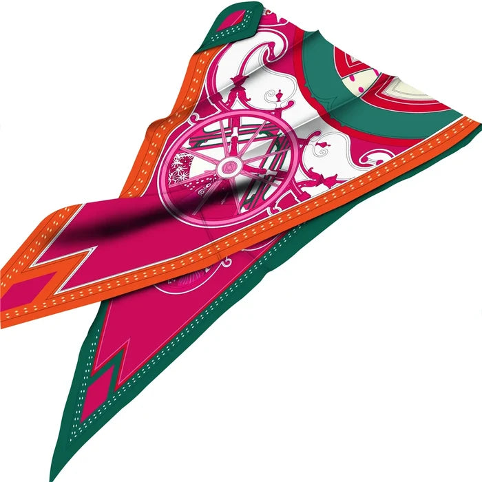 Wheel Pink Silk Diamond Scarf
