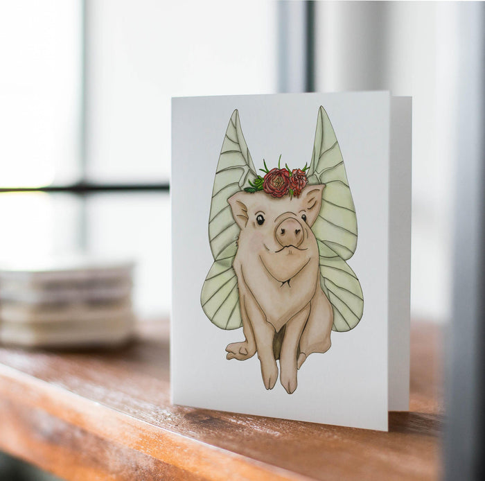 PinkPolish Design Note Cards "When Pigs Fly" Handmade Notecard