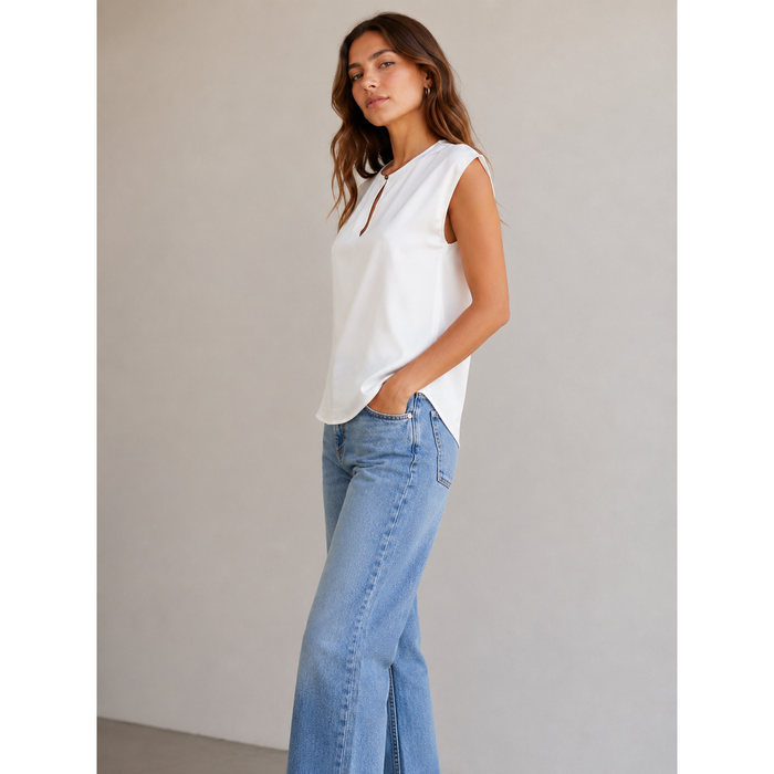 Wina Satin Blouse in Off White