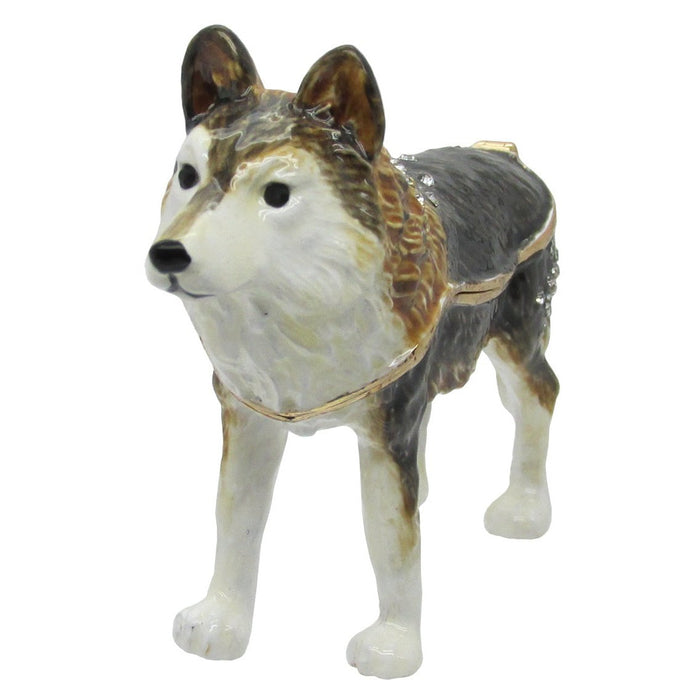 Wolf Jeweled Trinket Box SWAROVSKI Crystals,