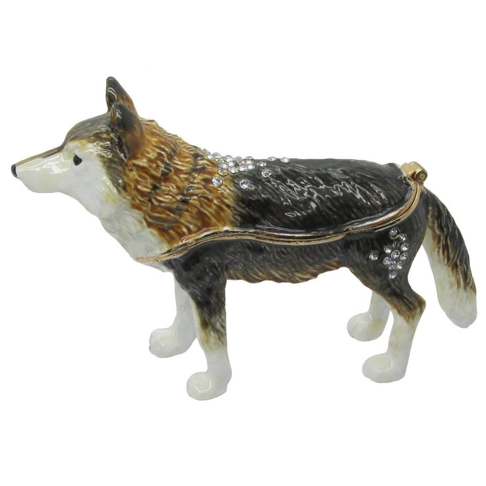 Wolf Jeweled Trinket Box SWAROVSKI Crystals,
