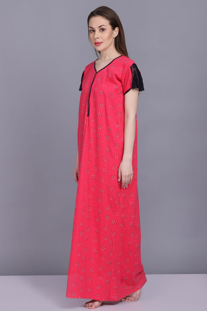 Women Cotton Sinker Cute Animal Print All Season Nighty