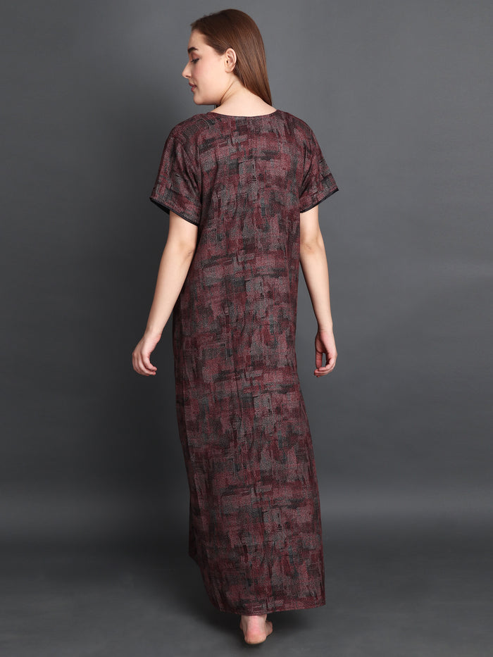 Women's Alpine Multi Colour Abstract Print Maxi Nightgown…