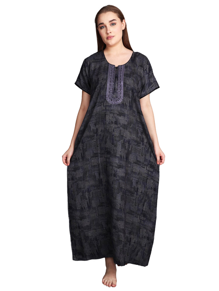 Women's Alpine Multi Colour Abstract Print Maxi Nightgown…
