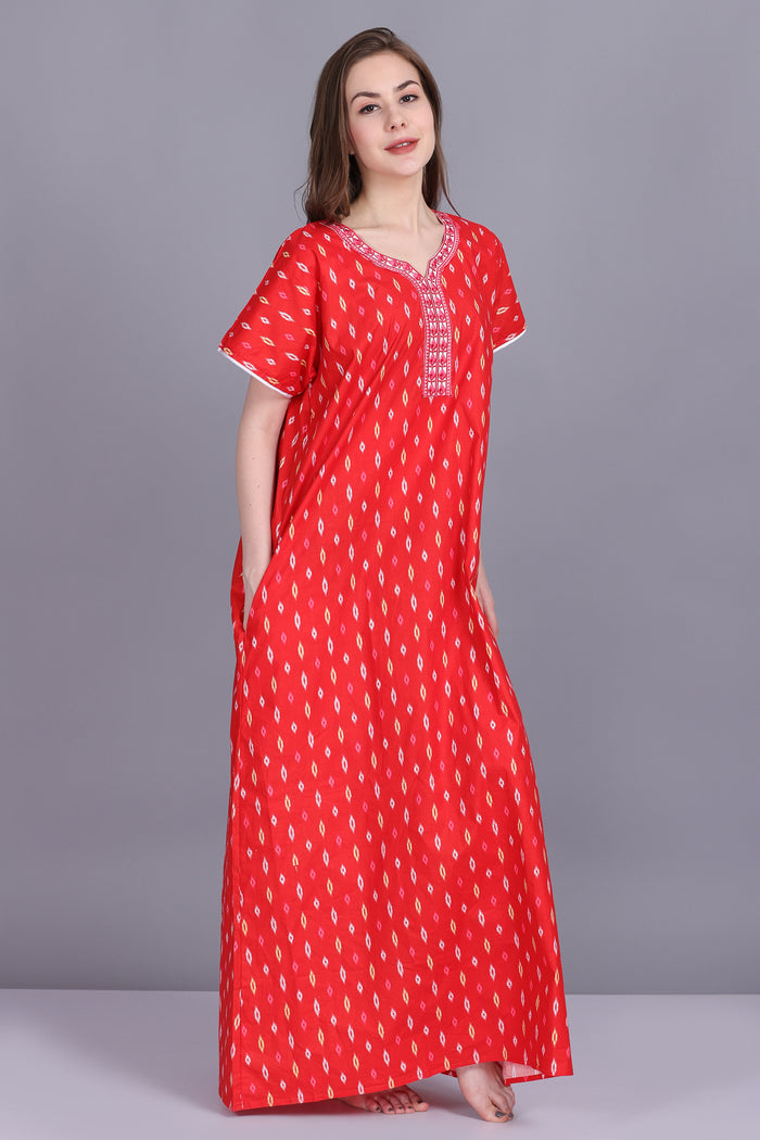 Women's Cotton Printed Maxi Nightgown