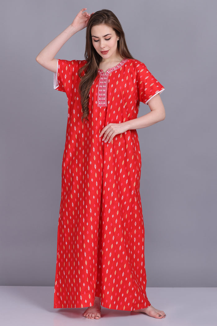 Women's Cotton Printed Maxi Nightgown