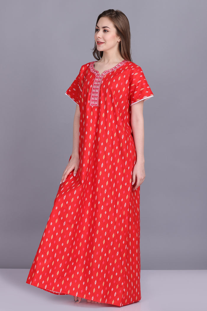 Women's Cotton Printed Maxi Nightgown