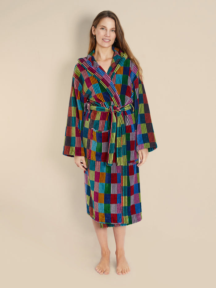 Women's Hooded Dressing Gown - Patchwork