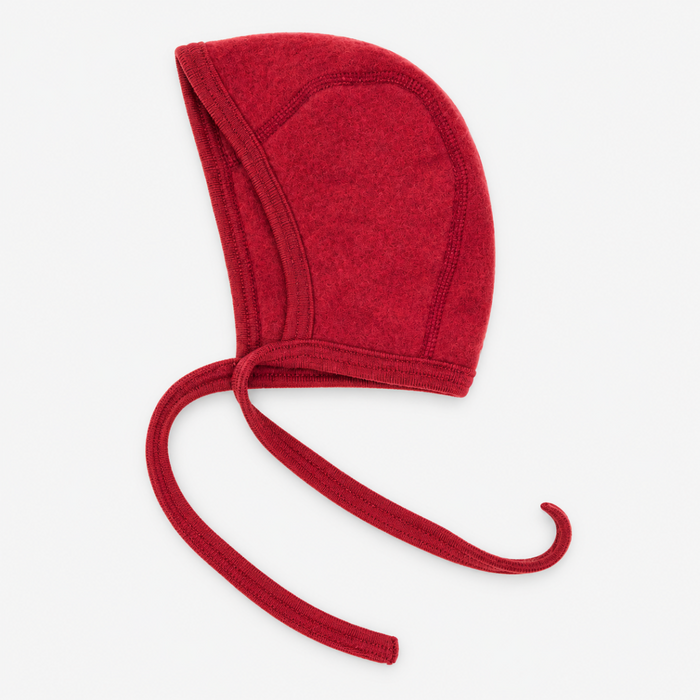 WOOL BABY BONNET RED
