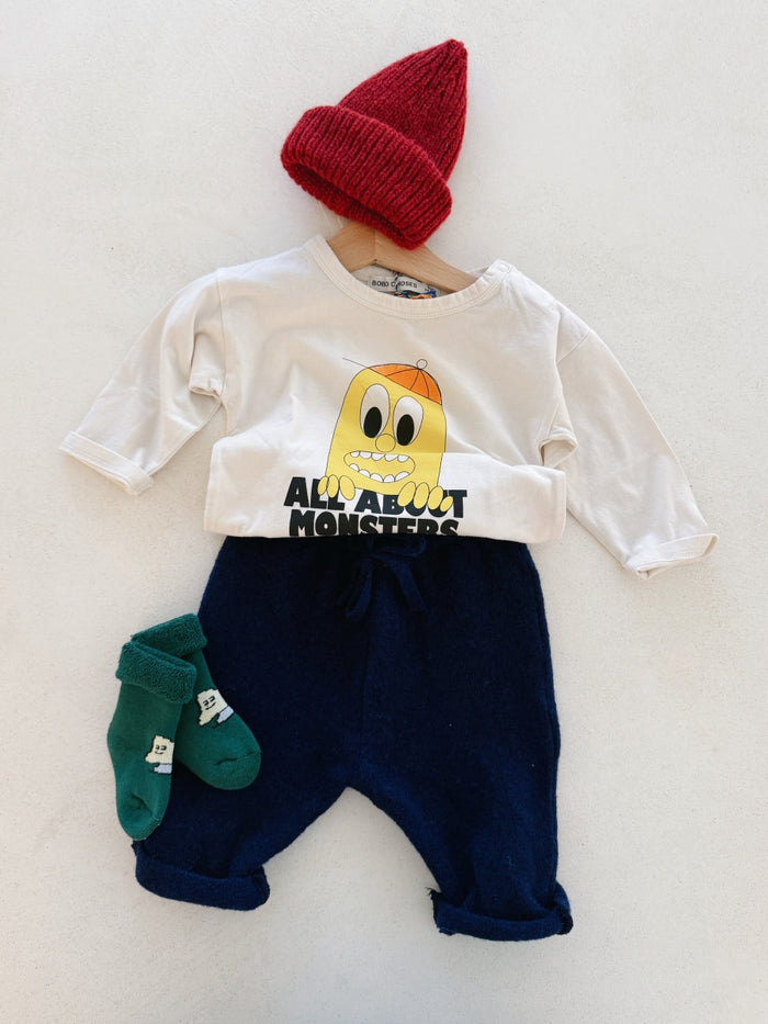 WOOL BAGGY PANTS BABY - INDIGO
