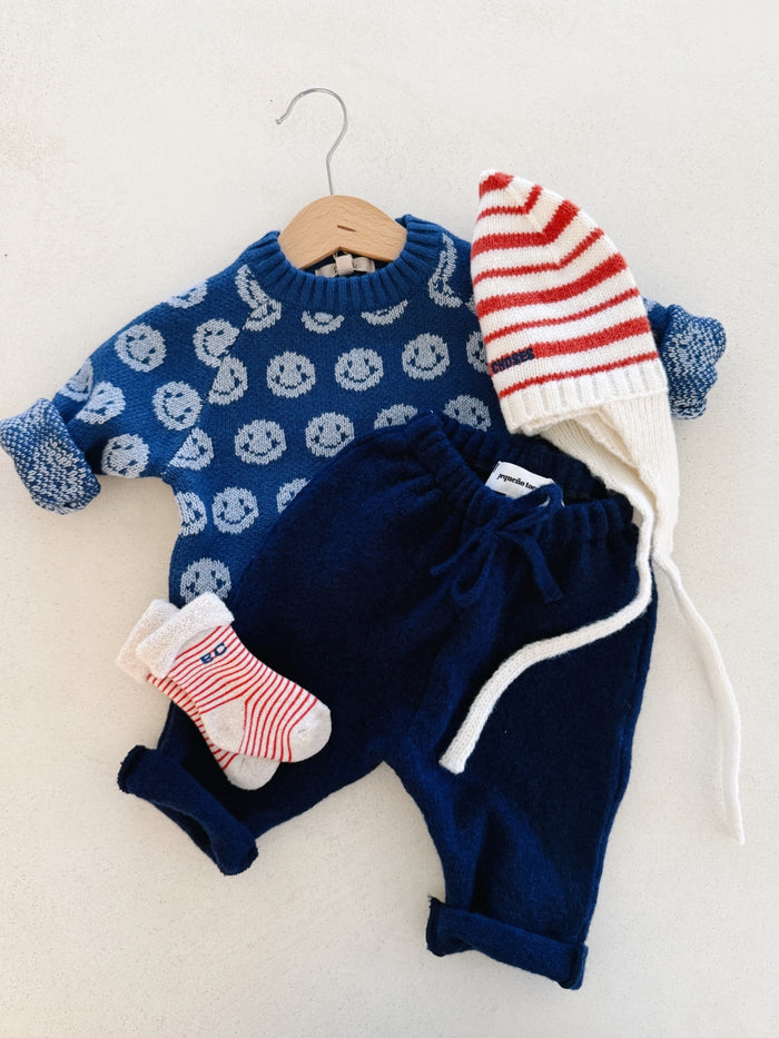 WOOL BAGGY PANTS BABY - INDIGO