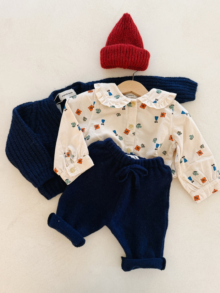 WOOL BAGGY PANTS BABY - INDIGO