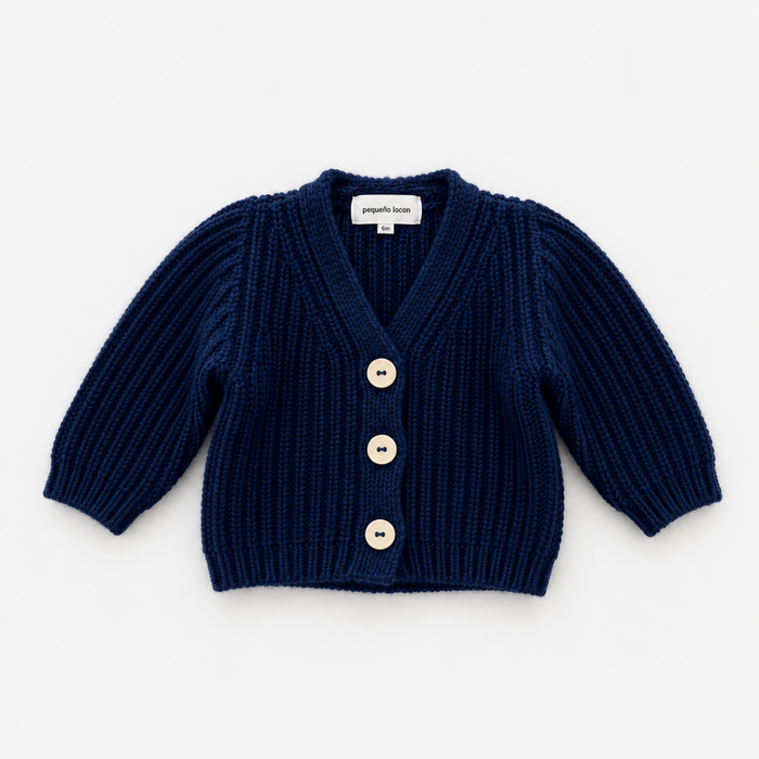WOOL CARDIGAN INDIGO BLUE - BABY&KIDS