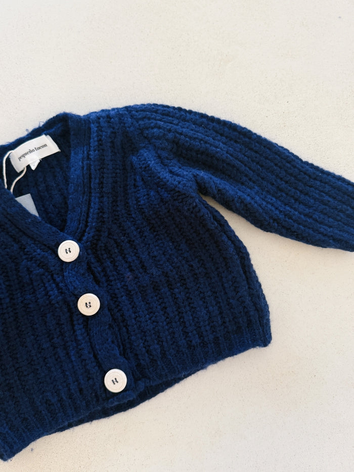 WOOL CARDIGAN INDIGO BLUE - BABY&KIDS