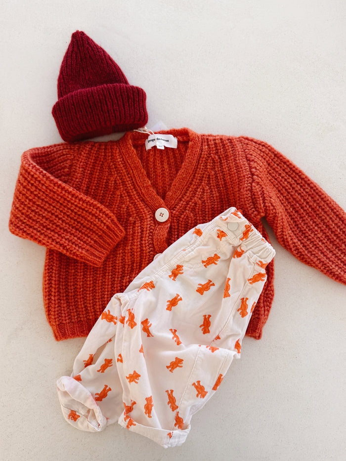 WOOL CARDIGAN ORANGE - BABY&KIDS