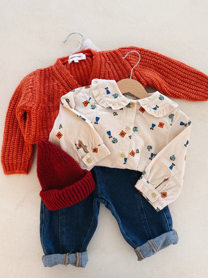 WOOL CARDIGAN ORANGE - BABY&KIDS