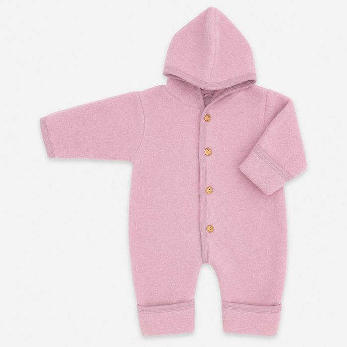 WOOL FLEECE OVERALL SOFT PINK - baby