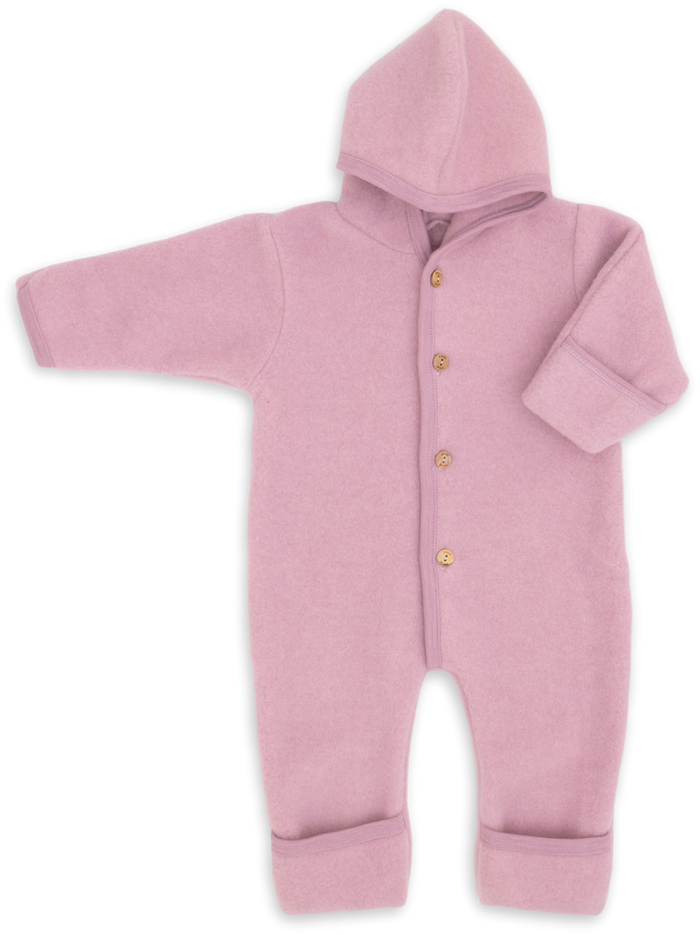 WOOL FLEECE OVERALL SOFT PINK - baby