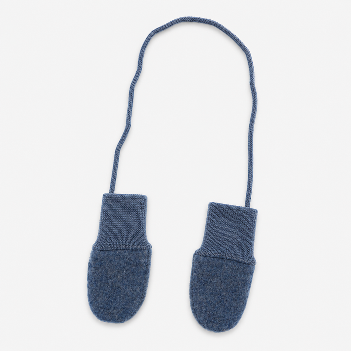 WOOL MITTENS BLUE MELANGE - 0-6M