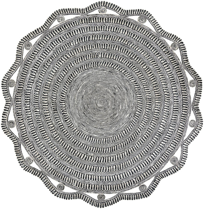 Woven Seaside Jute Collection Area Rug - Nantucket Round Black and White Main