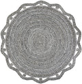 Woven Seaside Jute Collection Area Rug - Nantucket Round Black and White Main