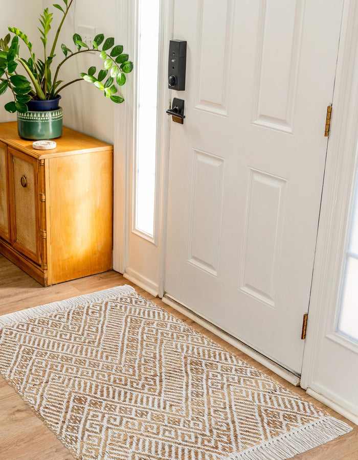 Woven Seaside Jute Collection Area Rug - Oia Rectangle White and Natural  lifestyle 2